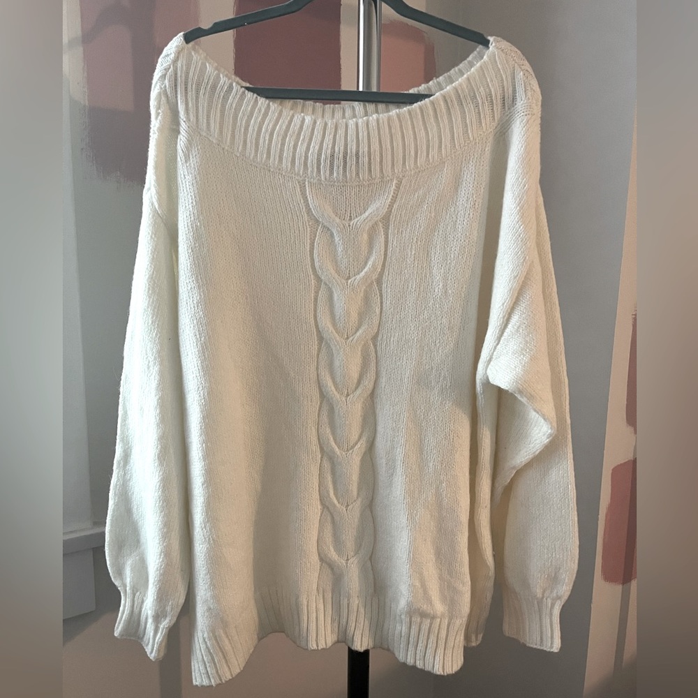NWT oversized cableknit tunic sweater, winter white